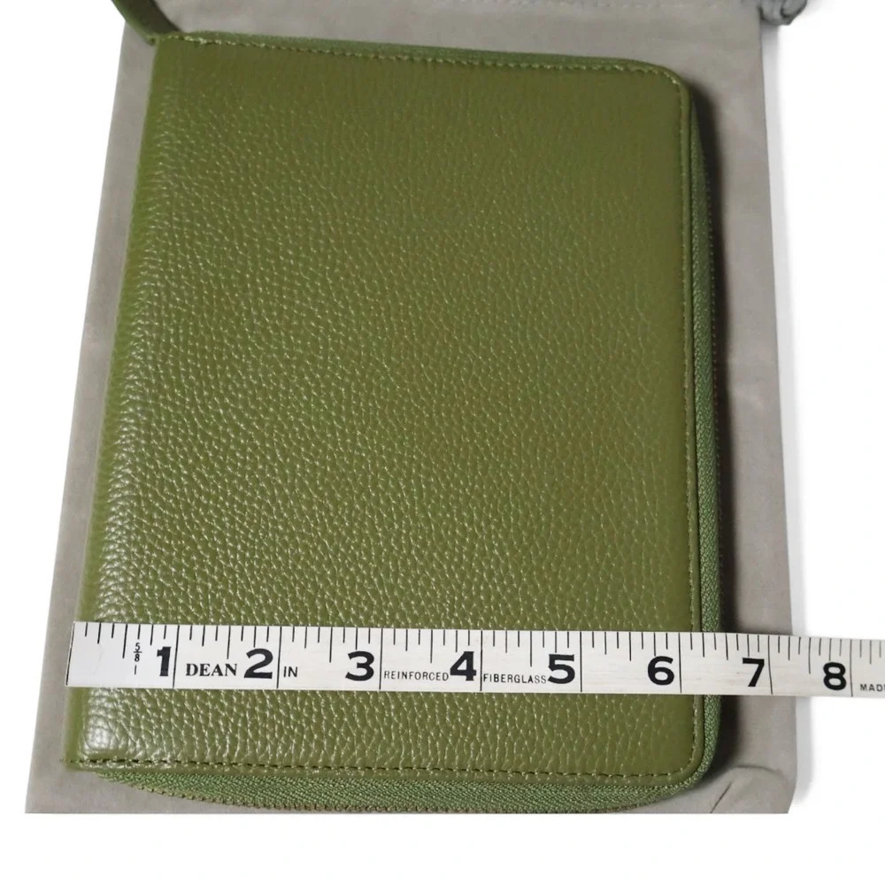 MOTERM Zip Around Planner Cover B6 Pebbled Leather Olive Green Folio
